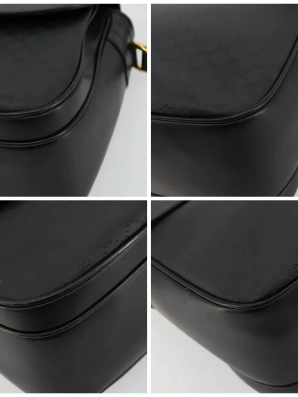 GUCCI Micro GG Supreme Shoulder Bag PVC Black Gold 001 256 1044 Auth 180209